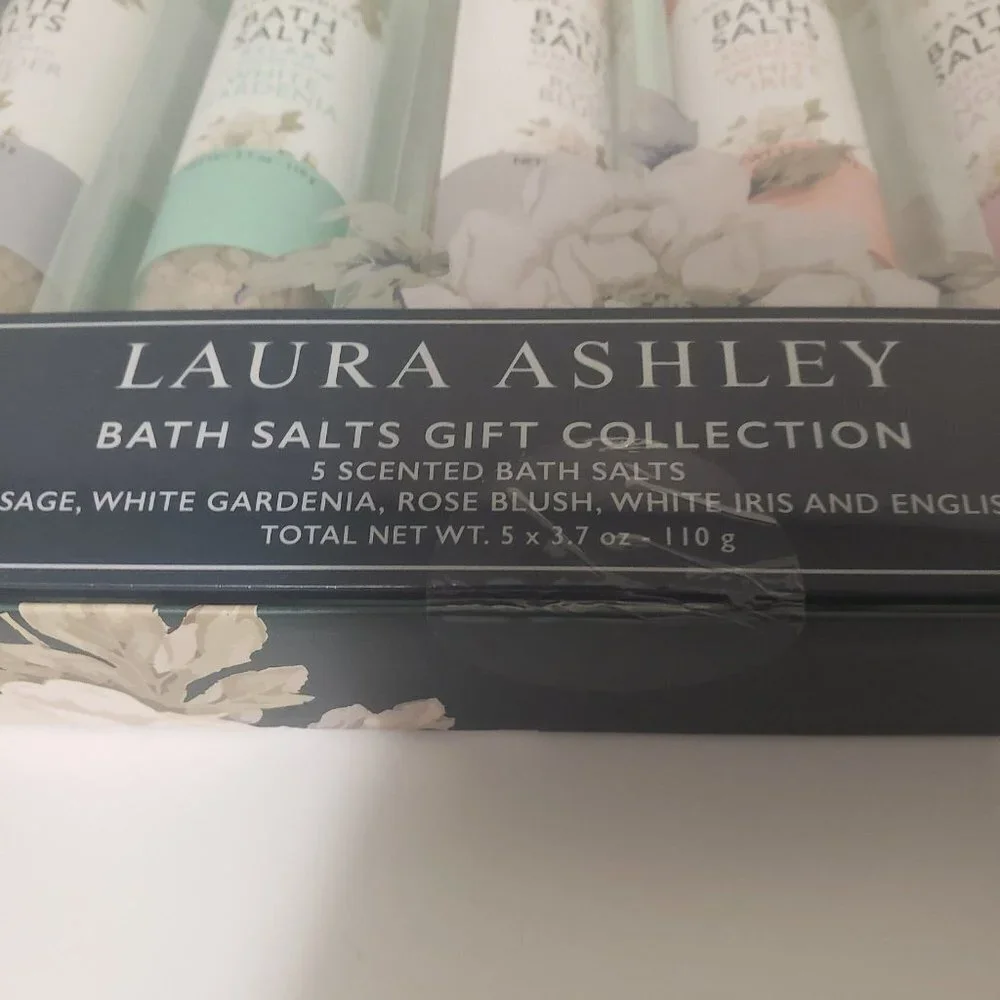 Laura Ashley Bath Salts Gift Collection Five Bottles of Salts Variety